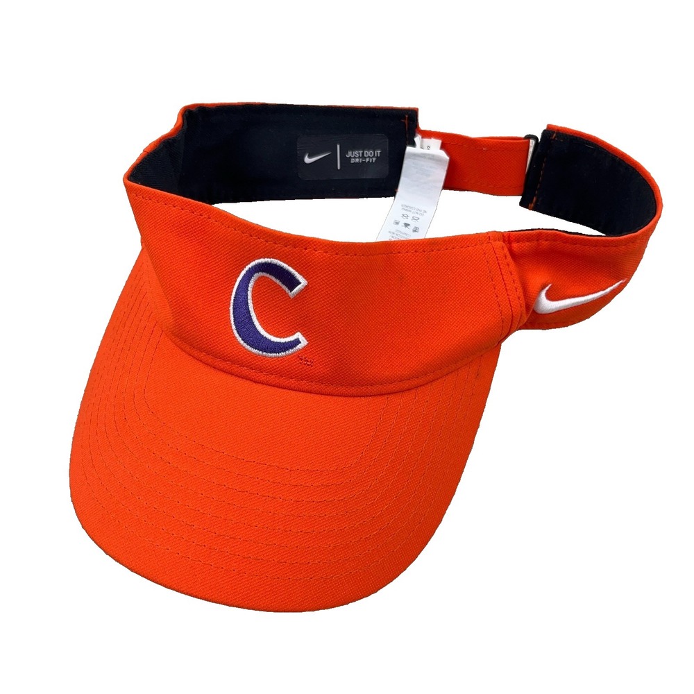 Clemson Tigers Hat Cap Sun Visor Strap Back Nike Dri Fit Orange Performance Golf
